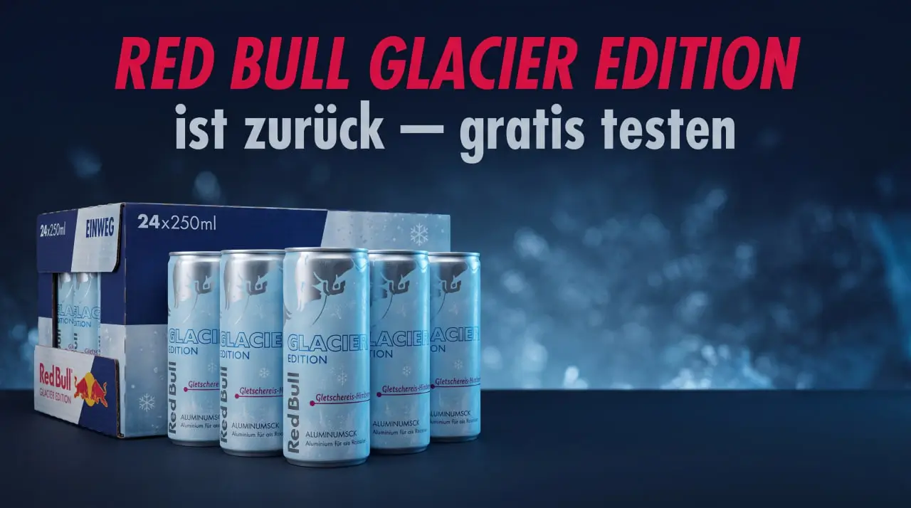 Red Bull Glacier Edition Gletschereis-Himbeere, Dose der zurückgekehrten Sorte